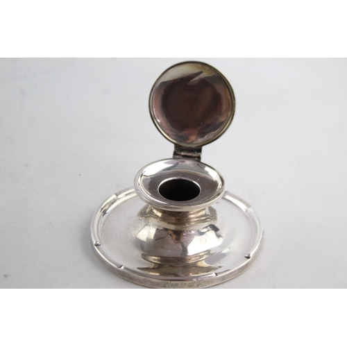 1171 - A vintage hallmarked .925 sterling silver filled inkwell - approx. 9cm in diameter