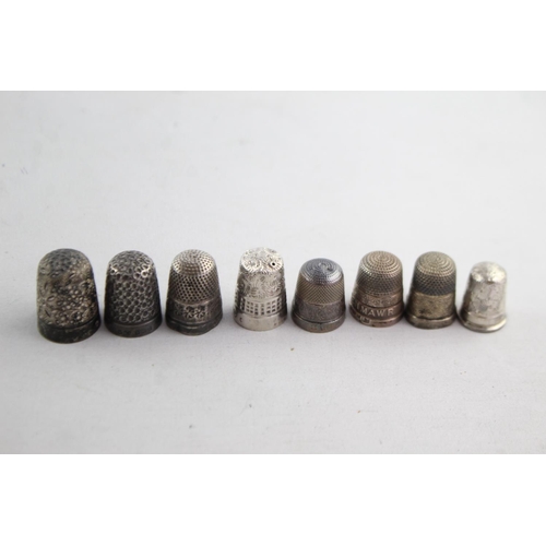 1172 - Eight antique hallmarked .925 sterling silver thimbles - approx. gross weight 28 grams