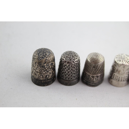 1172 - Eight antique hallmarked .925 sterling silver thimbles - approx. gross weight 28 grams