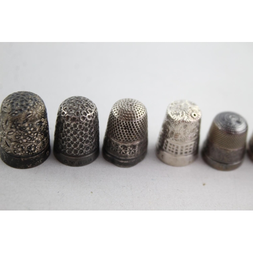 1172 - Eight antique hallmarked .925 sterling silver thimbles - approx. gross weight 28 grams