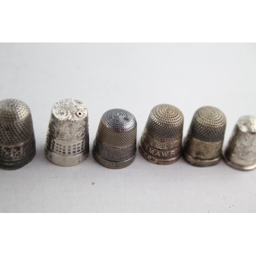 1172 - Eight antique hallmarked .925 sterling silver thimbles - approx. gross weight 28 grams