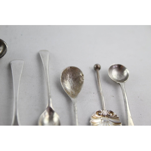 1174 - Eight antique hallmarked .925 sterling silver condiment spoons - approx. gross weight 45 grams