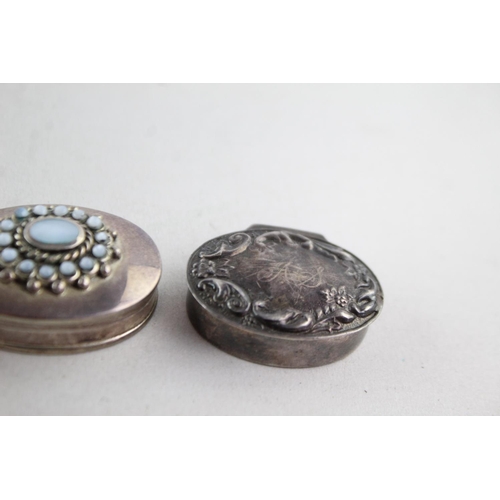 1175 - Three antique hallmarked .925 sterling silver pill/trinket boxes - approx. gross weight 41 grams