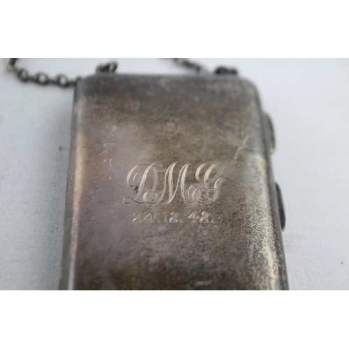 1177 - An antique hallmarked Birmingham sterling silver cigarette case, dated 1919 - approx. gross weight 5... 