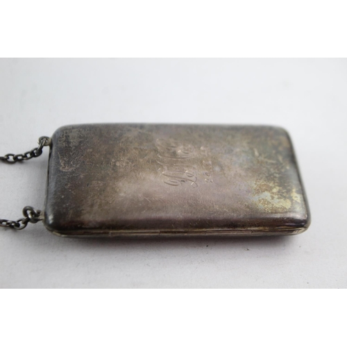 1177 - An antique hallmarked Birmingham sterling silver cigarette case, dated 1919 - approx. gross weight 5... 