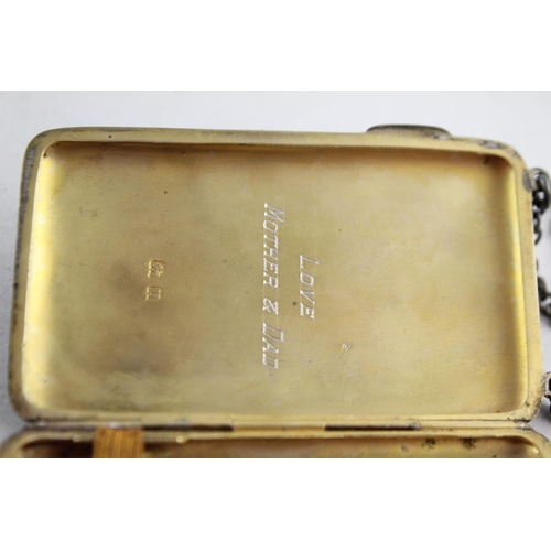 1177 - An antique hallmarked Birmingham sterling silver cigarette case, dated 1919 - approx. gross weight 5... 