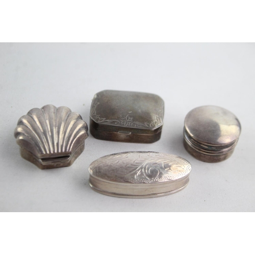 1179 - Four assorted vintage stamped .925 sterling silver pill/trinket boxes - approx. gross weight 52 gram... 