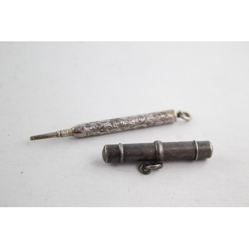 1180 - Two antique .925 sterling silver propelling pencils - approx. gross weight 27 grams