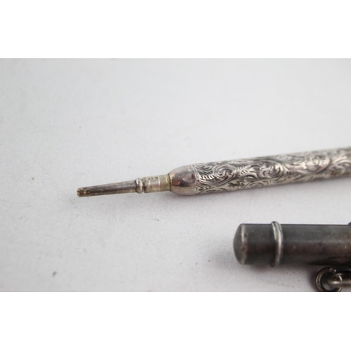 1180 - Two antique .925 sterling silver propelling pencils - approx. gross weight 27 grams