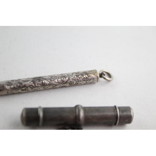 1180 - Two antique .925 sterling silver propelling pencils - approx. gross weight 27 grams