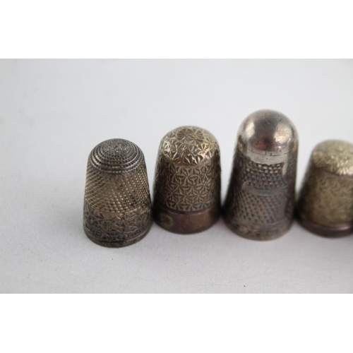 1187 - Six antique .925 sterling silver thimbles - approx. gross weight 32 grams