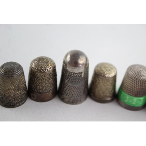 1187 - Six antique .925 sterling silver thimbles - approx. gross weight 32 grams