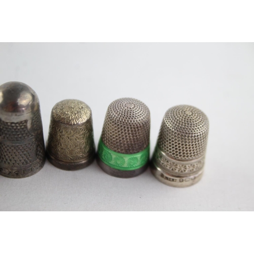 1187 - Six antique .925 sterling silver thimbles - approx. gross weight 32 grams