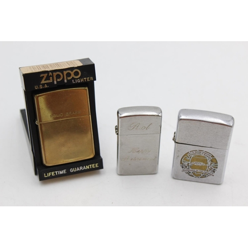 1247 - Three assorted Zippo cigarette lighters