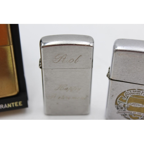 1247 - Three assorted Zippo cigarette lighters