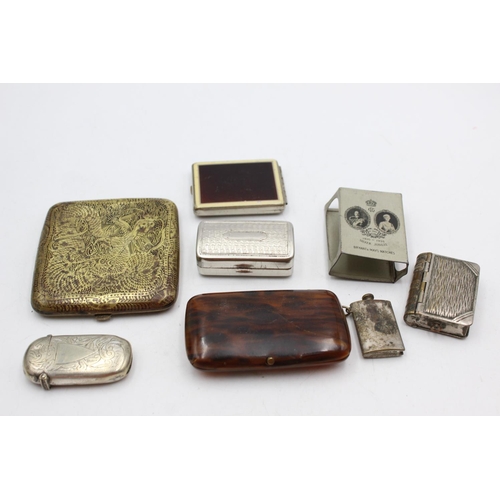 1248 - Eight antique smoking related items to include vestas, cigarette case etc.