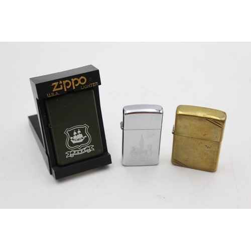 1249 - Three assorted Zippo cigarette lighters