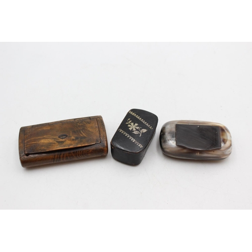 1250 - Three antique assorted snuff boxes