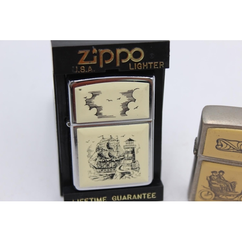 1253 - Three assorted Zippo cigarette lighters