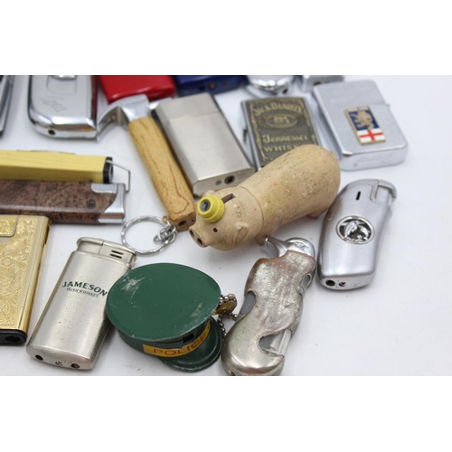 1255 - Thirty assorted cigarette lighters to include Zippo style, novelty etc.