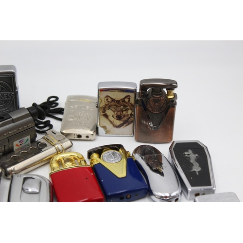 1255 - Thirty assorted cigarette lighters to include Zippo style, novelty etc.