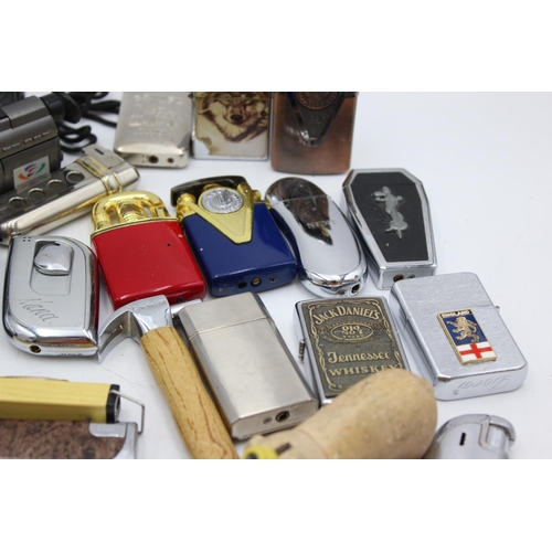 1255 - Thirty assorted cigarette lighters to include Zippo style, novelty etc.