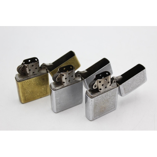 1257 - Three assorted Zippo cigarette lighters