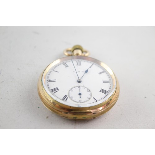 1117 - A vintage Elgin rolled gold hand wind open face pocket watch