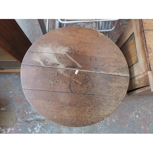 265 - Two pieces of furniture, one 19th century mahogany circular pedestal tilt top table - approx. 67cm h... 