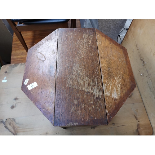 376 - An Art Deco oak octagonal sewing table - approx. 54cm high x 47cm wide x 48cm deep