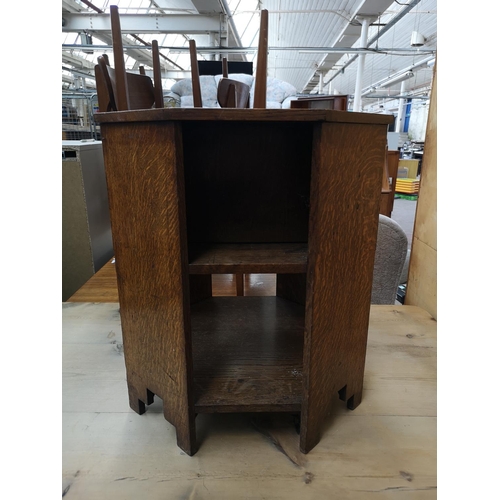 376 - An Art Deco oak octagonal sewing table - approx. 54cm high x 47cm wide x 48cm deep