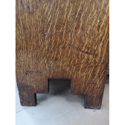 376 - An Art Deco oak octagonal sewing table - approx. 54cm high x 47cm wide x 48cm deep