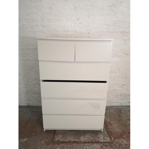 389 - An IKEA white laminate chest of two short over four long drawers - approx. 123cm high x 80cm wide x ... 