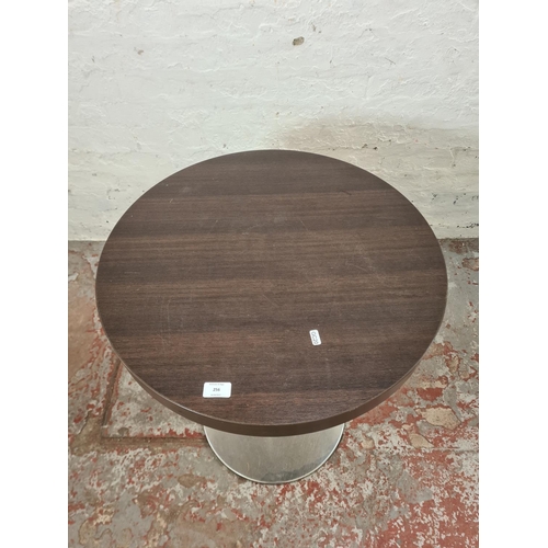 256 - A modern Satelliet wood effect circular occasional table with brushed steel base - approx. 75cm high... 