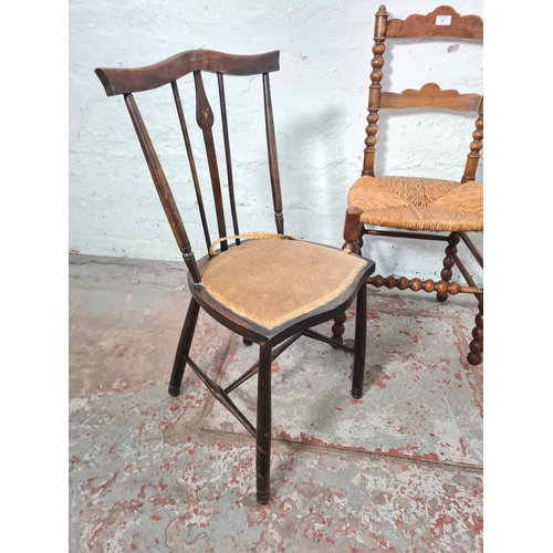 264 - Three early 20th century occasional chairs comprising Edwardian mahogany spindle back tub chair - ap... 