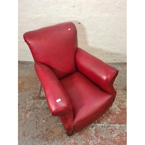 268 - An early 20th century red leatherette armchair - approx. 89cm high x 86cm wide x 88cm deep