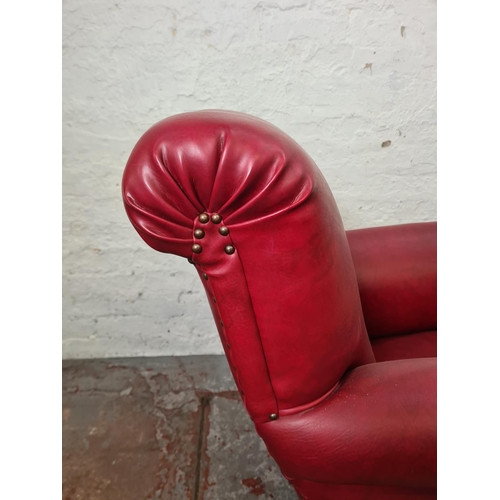 268 - An early 20th century red leatherette armchair - approx. 89cm high x 86cm wide x 88cm deep