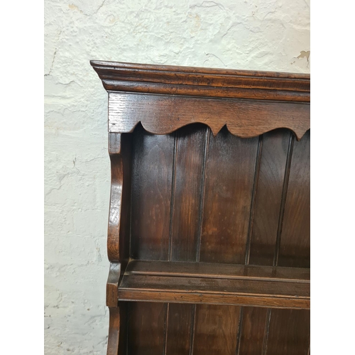 276 - A Georgian style oak two tier plate rack - approx. 96cm high x 106cm wide x 16cm deep