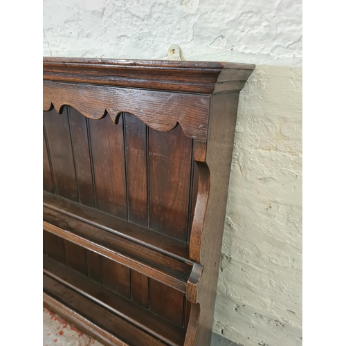 276 - A Georgian style oak two tier plate rack - approx. 96cm high x 106cm wide x 16cm deep