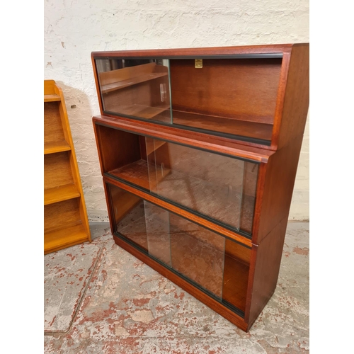 287 - Two mid 20th century bookcases comprising Simplex mahogany three tier sectional bookcase with six gl... 