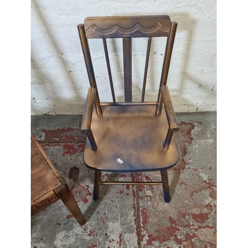 357 - Two chairs, one Georgian oak and one blue and gold painted child's