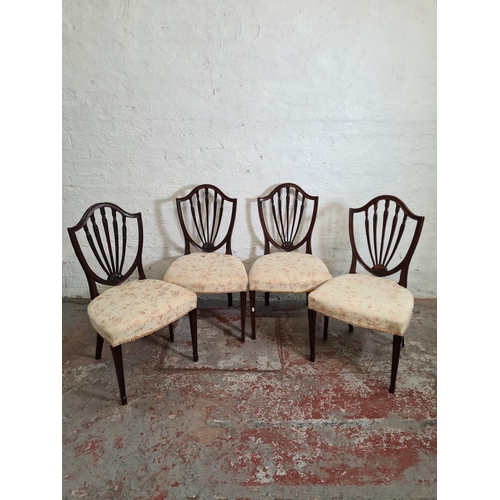 383 - Four 19th century Hepplewhite style mahogany dining chairs