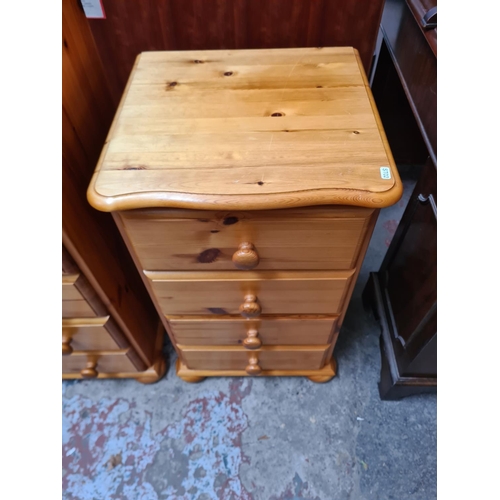 400 - Two modern pine chests of drawers, one five drawer - approx. 90cm high x 86cm wide x 44cm deep and o... 