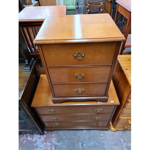 401 - Two Stag teak chests of drawers, one three drawer - approx. 65cm high x 85cm wide x 43cm deep and on... 