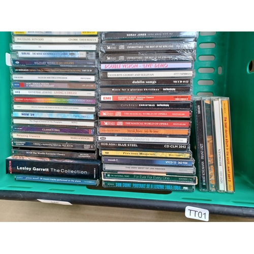 546 - Three boxes containing compact cassettes and CDs - see images for titles