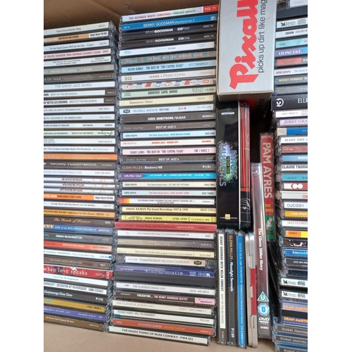 555 - A box containing a large collection of CDs to include jazz, big band, classical etc.