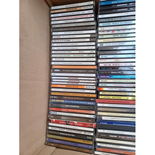 555 - A box containing a large collection of CDs to include jazz, big band, classical etc.