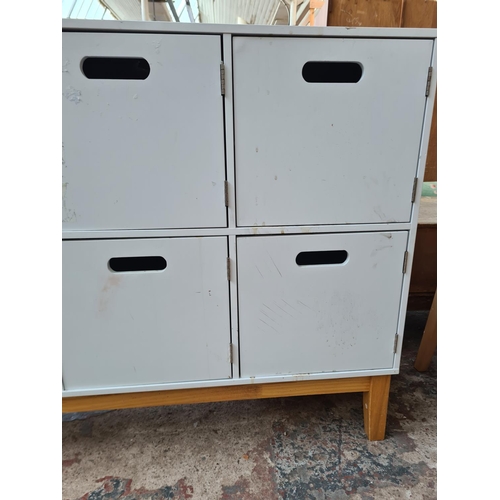 309 - A modern white laminate six door cabinet - approx. 80cm high x 100cm wide x 30cm deep