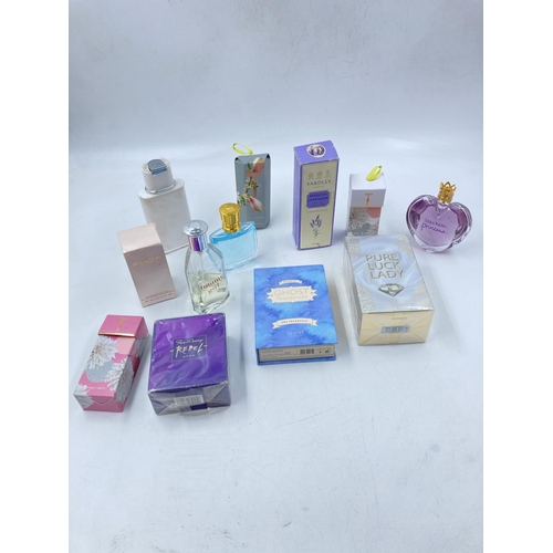 114 - A collection of various women's fragrances to include Tommy Girl, Ted Baker, Yardley, Ghost etc.