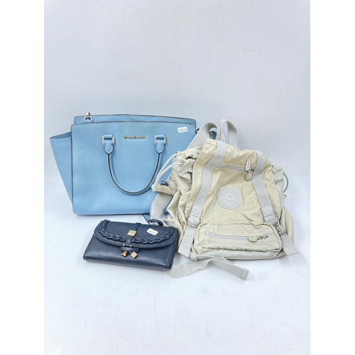 118 - Three items, one Michael Kors handbag, one Kipling Satchel and one Dune London purse